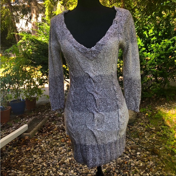 American Rag Bodycon Knit Deep V-Neck Sweater Dress - Picture 1 of 11